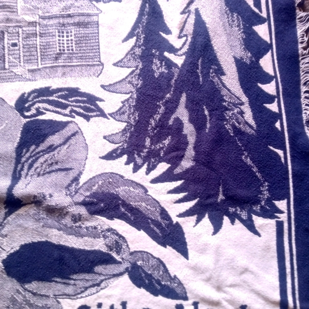Rug Barn 60" by 41" Dark Blue and White Needlepoint Bl.nket/Throw Sitka, Alaska